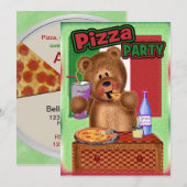 Teddy Bear Pizza Birthday Party Kaart (Voorkant / Achterkant)