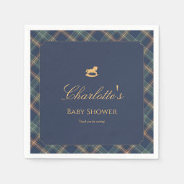 Teddy Bear Plaid Boy Baby Shower Paper Napkin Servet
