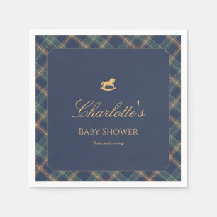 Teddy Bear Plaid Jongens Baby Shower Papieren Serv Servet