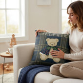 Teddy Bear Plaid Nursery Decor Throw Pillow Kussen