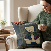 Teddy Bear Plaid Nursery Decor Throw Pillow Kussen
