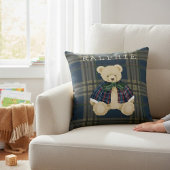 Teddy Bear Plaid Nursery Decor Throw Pillow Kussen