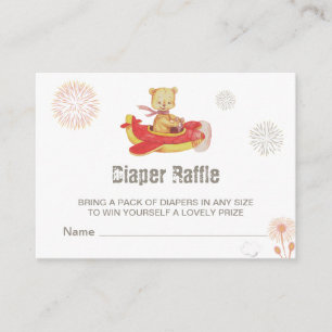 *~* Teddy Bear Plane Fireworks Diaper Raffle Informatiekaartje