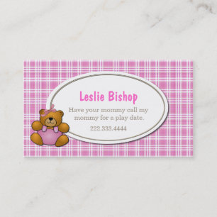 Teddy Bear Play Date Card Contactkaartje