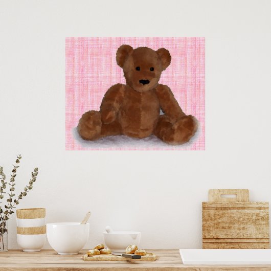 Teddy Bear Pluche Fotografie Art Pink Poster (Keuken)
