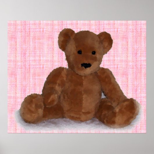 Teddy Bear Pluche Fotografie Art Pink Poster (Voorkant)