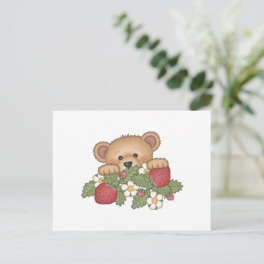 Teddy Bear plukt aardbeien Briefkaart (Staand voorkant)