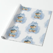Teddy Bear Policeman Boy Baby shower Cadeaupapier (Uitgerold)