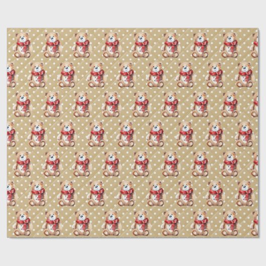 Teddy Bear Polka Dots Cadeaupapier (Vlak)