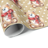 Teddy Bear Polka Dots Cadeaupapier (Rol Hoek)