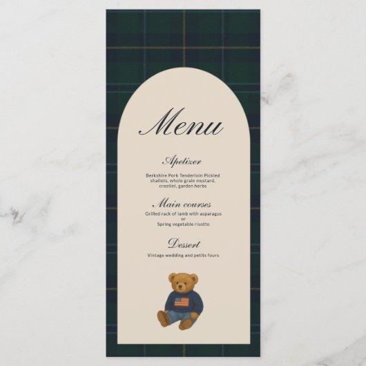 Teddy Bear Polo Baby Shower Menu (Voorkant)