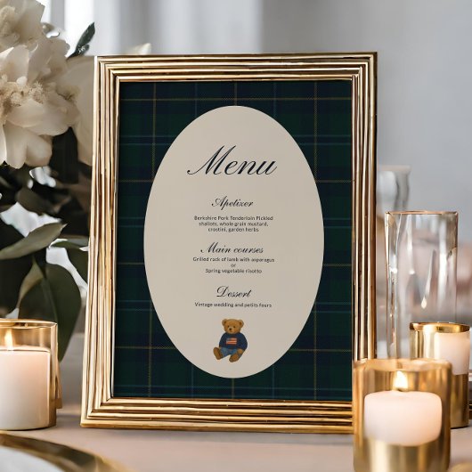 Teddy Bear Polo Baby Shower Menu Kaart