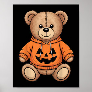 Teddy Bear Pompoen Graphic Herfst Halloween Poster