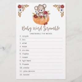 Teddy Bear Pompoen Herfst Baby shower Woordspel