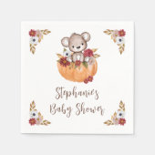 Teddy Bear Pompoen Herfst Bloemen Baby shower Servet (Voorkant)