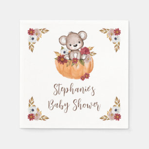Teddy Bear Pompoen Herfst Bloemen Baby shower Servet