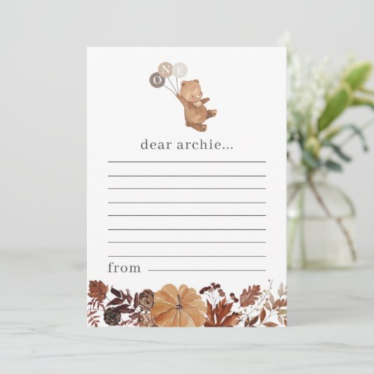 Teddy Bear Pompoen - Time Capsule Note Kaart (Staand voorkant)