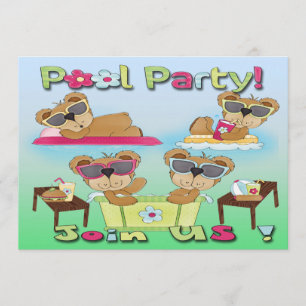 Teddy Bear Pool Party-uitnodigingen Kaart
