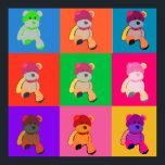 Teddy Bear Pop Art Poster<br><div class="desc">Kleurrijke pop Kunstteddyberen ontwerpen</div>
