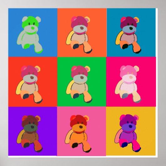 Teddy Bear Pop Art Print (Voorkant)
