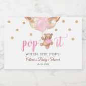 Teddy Bear Pop het als ze Baby shower Gift Pop Sparkling Wijnetiket (Enkel label)