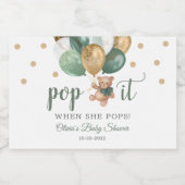 Teddy Bear Pop het als ze Baby shower Gift Pop Sparkling Wijnetiket (Enkel label)