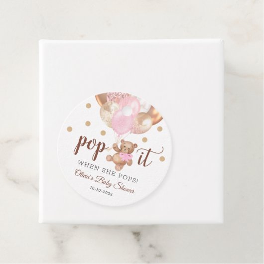 Teddy Bear Pop Het Baby shower Favor Cadeau Labels (In situ)