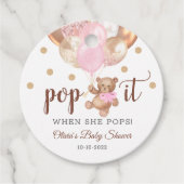 Teddy Bear Pop Het Baby shower Favor Cadeau Labels (Voorkant)