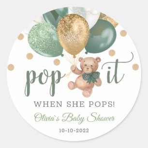 Teddy Bear Pop het Baby shower Favor Gift Ronde Sticker