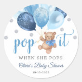 Teddy Bear Pop Het Baby shower Gunst Cadeau Ronde Sticker (Voorkant)