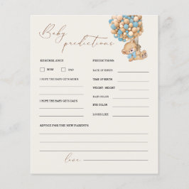 Teddy Bear Predications and Advice Baby shower Gam