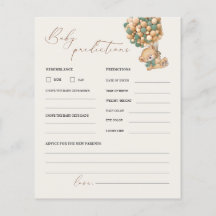 Teddy Bear Predications and Advice Baby shower Gam