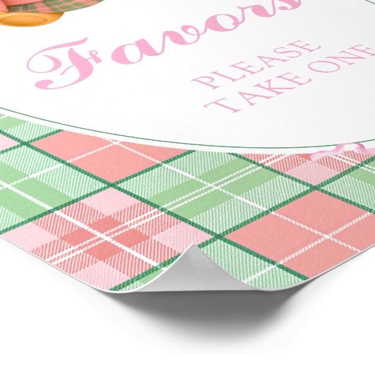 Teddy Bear Preppy Girl Baby Shower Favors Poster (Hoek)