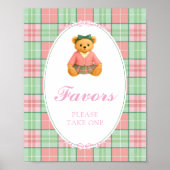 Teddy Bear Preppy Girl Baby Shower Favors Poster (Voorkant)