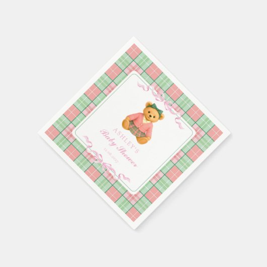 Teddy Bear Preppy Girl Baby shower Servet (Hoek)