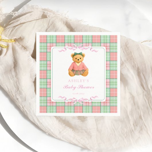 Teddy Bear Preppy Girl Baby shower Servet