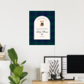 Teddy bear Preppy Plaid Baby Shower Welcome Poster (Thuiskantoor)