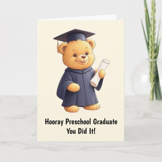 Teddy Bear Preschool Afstuderen Kaart (Voorkant)
