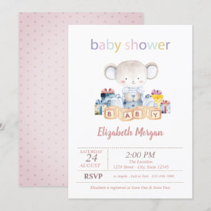 Teddy Bear Presents Dots Baby Shower Kaart