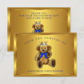 Teddy Bear Prince Baby shower Dank u Kaarten (Voorkant / Achterkant)