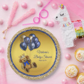 Teddy Bear Prince Balloon Baby shower Papieren Bordje (Feest)