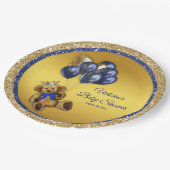 Teddy Bear Prince Balloon Baby shower Papieren Bordje (Gekanteld)