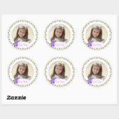 Teddy Bear Prinses Verjaardag Custom Foto Ronde Sticker (Vel)