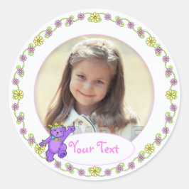 Teddy Bear Prinses Verjaardag Custom Foto Ronde Sticker