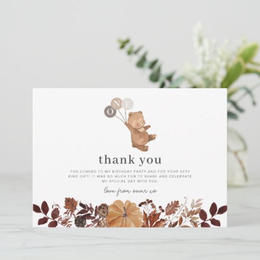 Teddy Bear Pumpkin - Dank u kaart (Staand voorkant)