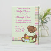 Teddy Bear Quilt Baby shower Kaart (Staand voorkant)