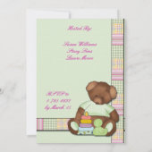 Teddy Bear Quilt Baby shower Kaart (Achterkant)