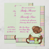 Teddy Bear Quilt Baby shower Kaart (Voorkant / Achterkant)