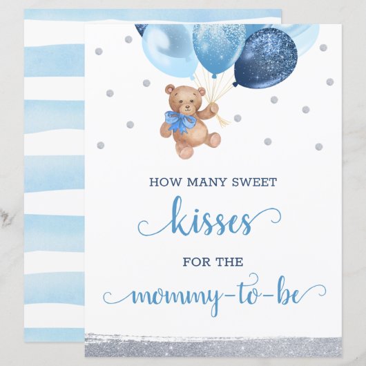 Teddy Bear raad eens hoeveel Baby shower Kisses ga (Voorkant / Achterkant)