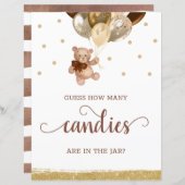 Teddy Bear raad eens hoeveel Snoepjes Baby shower  (Voorkant / Achterkant)